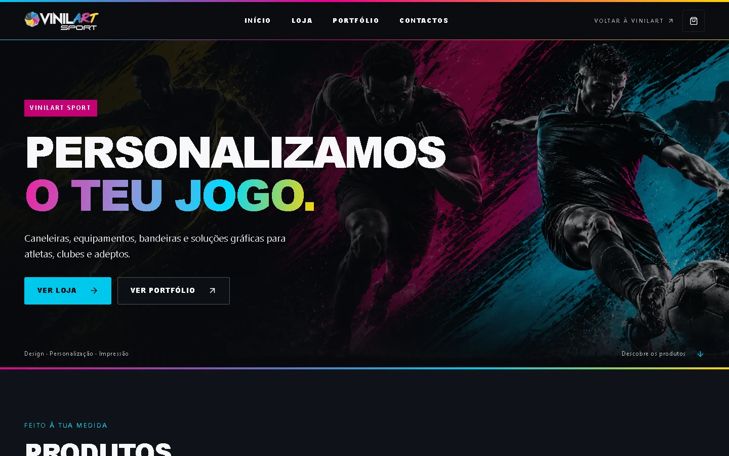 Captura real do website VinilArt Sport